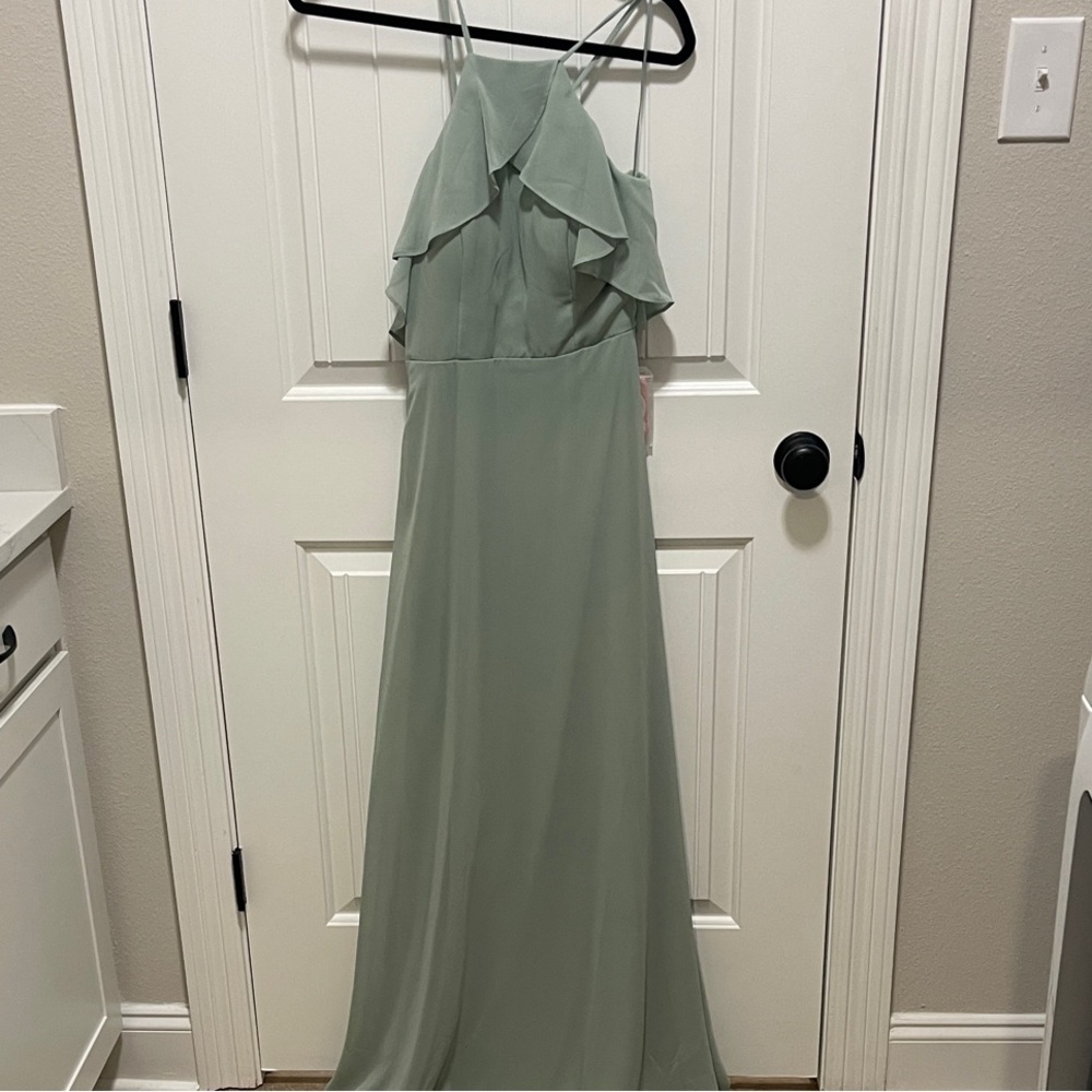 Birdy Grey Soft Green Maxi Dress with Ruffles